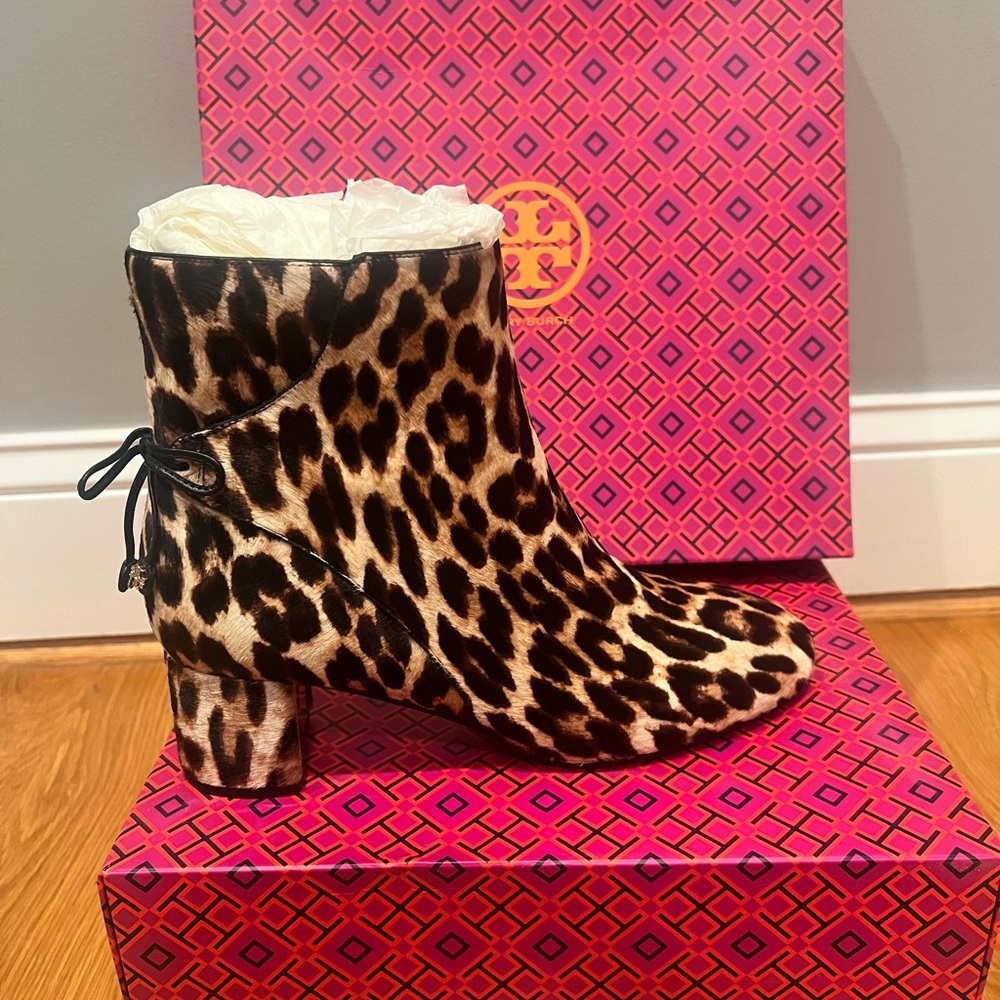 Leopard Print Ankle Boots Tory Burch Brand New In Box Size 9